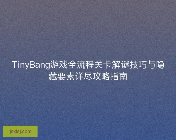 TinyBang游戏全流程关卡解谜技巧与隐藏要素详尽攻略指南